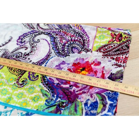 Chico's S/M blue floral multi color lightweight kaftan kimono coastal grandma - Picture 7 of 7